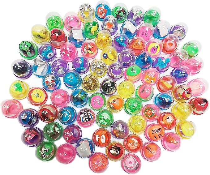 100Pcs Small Filled Toys Capsules, Party Bag Fillers, Birthday Party, Scool Rewards, Pinata's, Vending Machine for Kids