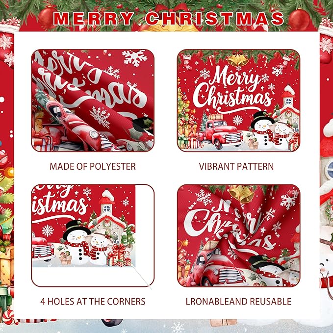 Christmas Party Decorations, Merry Christmas Banner Backdrop, Tablecloth,Candy Cane Foil Balloons,Family Party Decoration Supplies