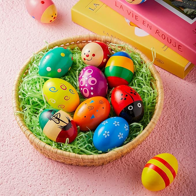 JOYIN 12 Packs 1.9''*2.7" Wooden Egg Shakers Maracas Percussion Musical for Party Favors, Classroom Prize Supplies, Musical Instrument, Basket Stuffers Fillers, Easter Hunt