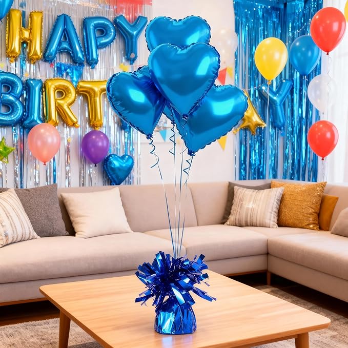 Aluminum Foil Balloon Weights for Parties (12 pcs) - 0.31lb (140g) Each - Premium Balloon Anchors for Birthday, Wedding, Dinner, Indoor & Outdoor Decorations（Dark Blue 12pcs）