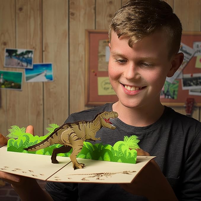 T Rex Dinosaur Birthday Card by Devine Popup Cards | 3D Cards Pop Up Birthday Cards Kids Dad Husband | Pop Up Greeting Cards | Funny 3D Card | Father Boy Son