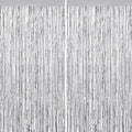 2 Pack Silver Foil Fringe Curtains, 3.3ft x 6.6ft Streamer Foil Curtain, Tinsel Backdrop for Birthday Party, Christmas Decor, Wedding Engagement Baby Shower Bachelorette Party Decorations