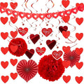 JOYIN 27 Pieces Valentines Day Swirl String Cutout, Decoration Kit with Heart Shaped Garland, Tissue Fans,Tissue Poms, Heart String, Double Swirls and Other for Valentines Party Wedding Anniversary