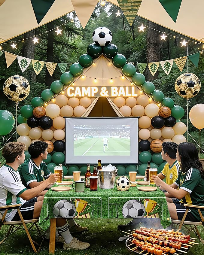 Soccer Plastic Table Cloth - 4 Pack 54" × 108" Rectangle Disposable Tablecloths for 6FT Tables, Table Cover for Party, Holiday & Gathering Use