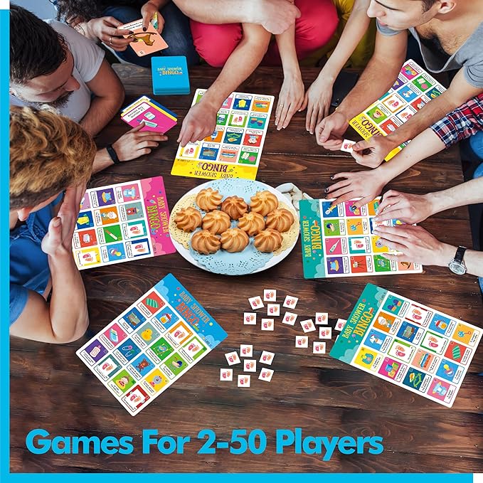 Baby Shower Bingo Game, 50 Bilingual Spanish & English Bingo Cards for Gender Reveal Party, Baby Shower, Game Favors, Supplies, Decorations for Adults (50 Players)