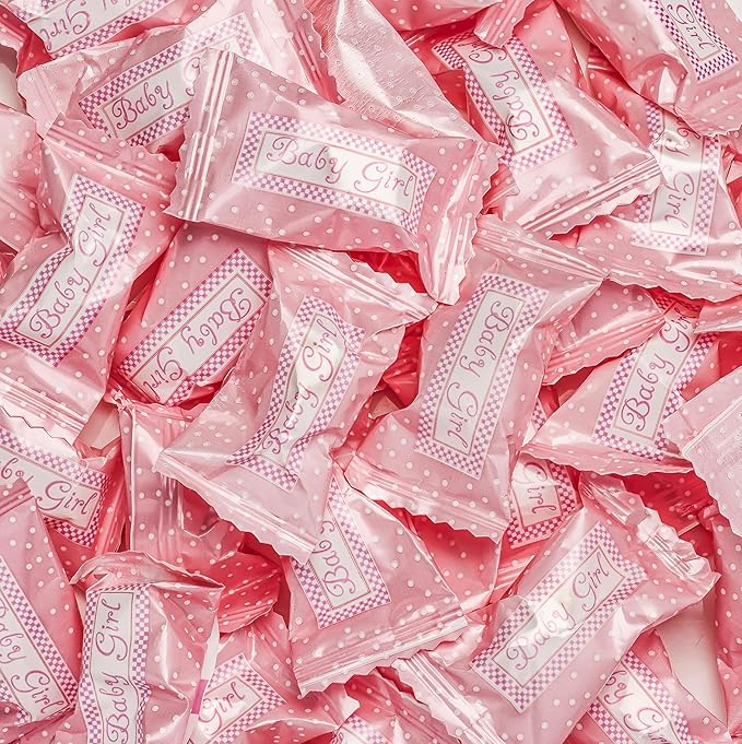 Candy Envy - Baby Girl Buttermints - 13 oz. Bag - 100 Individually Wrapped Candy Mints - Baby Shower Favors