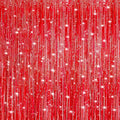 Crosize 4 Pack 3.3 x 9.9 ft Laser Red Foil Fringe Curtains Party Decorations,Tinsel Curtain Backdrop for Parties, Door Streamers, Glitter Streamer Backdrop for Birthday Decoration