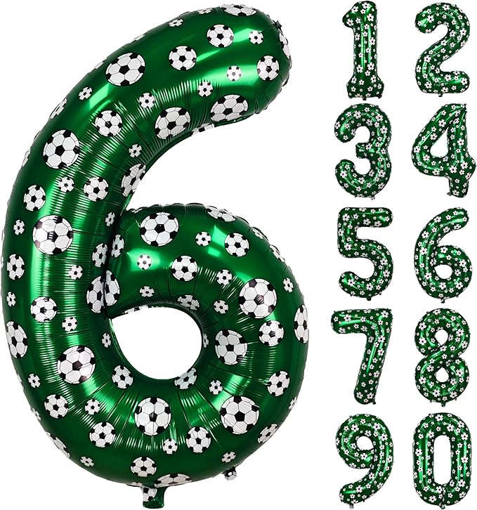 40 Inch Soccer Number 6 Balloons Large Foil Balloon Number 6 Birthday Deco World Cup Sports Soccer Theme Decoration For Soccer Party And Boy'S 6 th Birthday