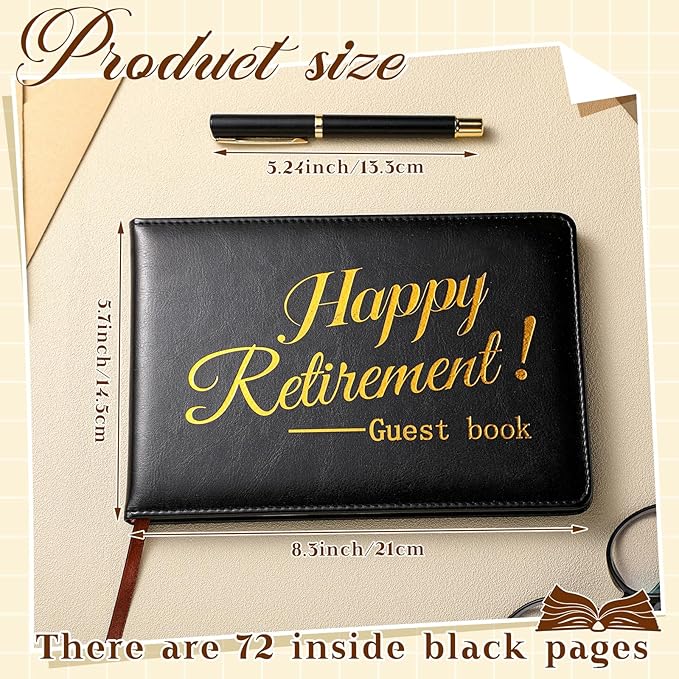 Ctosree Retirement Guest Book with Signature Pen Retirement Party Gift Supplies for Women Men Office Colleague Advice and Wishes Decorations(Classic)