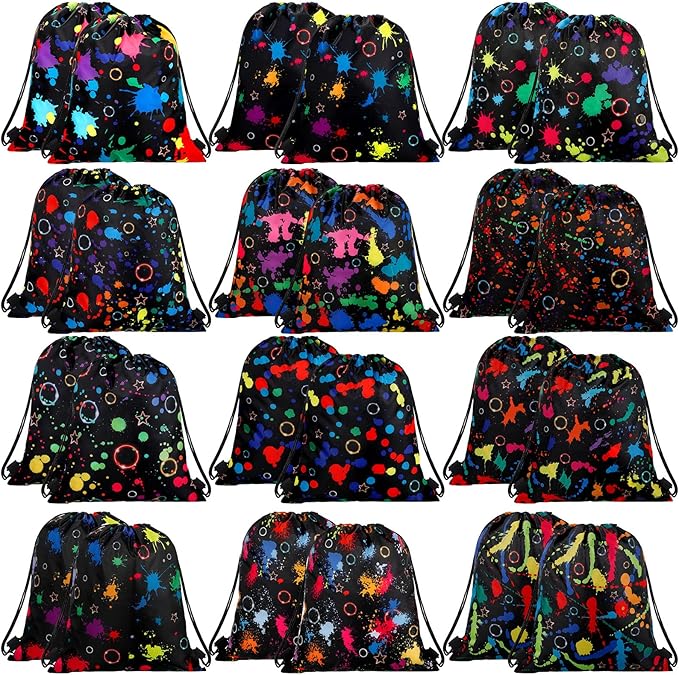 Marsui 24 Pcs Glowing Party Favor Drawstring Bags Gift Goodie Candy Favors Bags for Birthday Party Supplies
