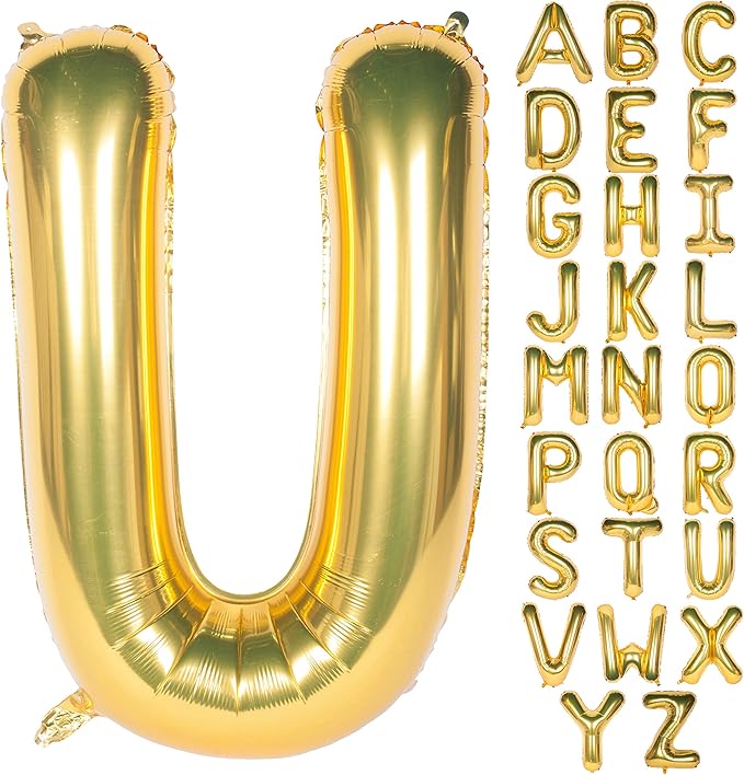 Letter Balloons 40 Inch Giant Jumbo Helium Foil Mylar for Party Decorations Gold U