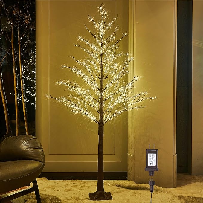 LITBLOOM Pre Lit Brown Tree 6FT 690 Fairy Lights Plug in,Twig Tree with Lights for Indoor Outdoor Home Room Party Christmas Decoration
