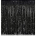 KatchOn Large Black Fringe Backdrop - Pack of 2 | Black Streamers for Graduation Decorations 2026 | Tinsel Backdrop for Anniversary, Birthday, Bachelorette | 2026 Graduation Decorations