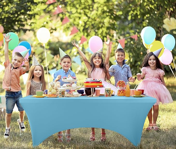 Utopia Kitchen Spandex Tablecloth 1 Pack [6FT, Blue Mist] Tight, Fitted, Washable and Wrinkle Resistant Stretch Rectangular Patio Table Cover for Event, Wedding, Banquet & Parties [72Lx30Wx30H Inch]