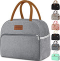 Coobiiya Lunch Bag Lunch Box for Women Men,Small Leak-proof Cute Lunch Tote Large Capacity Reusable Insulated Cooler Lunch Container for Work/Office/Picnic/Beach，Grey