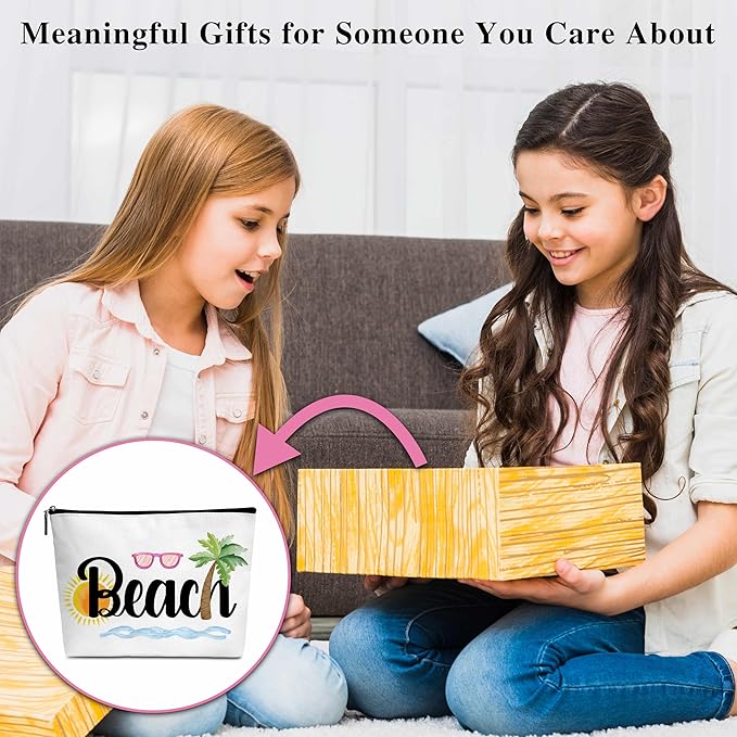 Summer Cosmetic Bag, Cruise Gift Makeup Bag with Zipper for Toiletry Bag Accessories, Beach Lover Gifts for Women Girls Birthday- B01