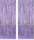 2 Pack Fringe Curtains Backdrops, Foil Fringe Curtains, Door Streamers for Birthday Wedding Bridal Shower Holiday Graduation Party Decorations, Photo Booth Backdrops, Light Purple