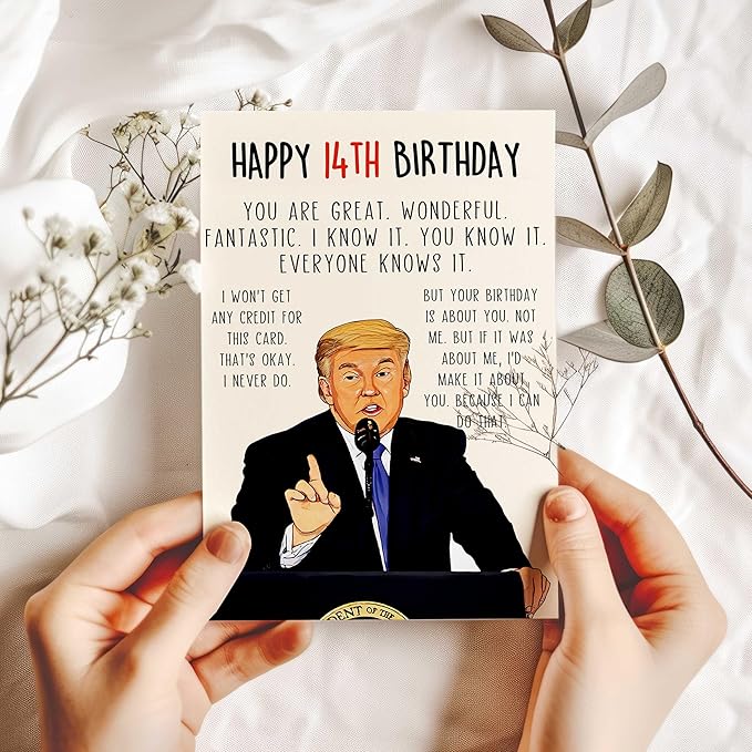 Funny 14th Birthday Card for Boy Girls, Best 14 Year Old Birthday Gift for Son Daughter, Unique Birthday Decorations for Grandson Granddaughter, Coolest Birthday Card for Him Her