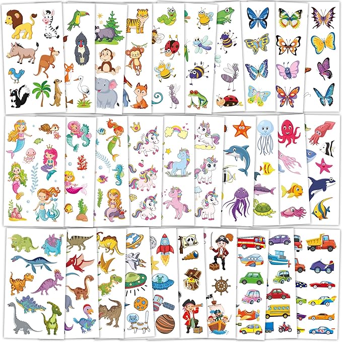 320 Patterns Temporary Tattoos, 36 Sheets Temporary Tattoos, Waterproof Fake Tattoo Accessories Animal Dinosaur Butterfly Mermaid Space Stickers Party Favors