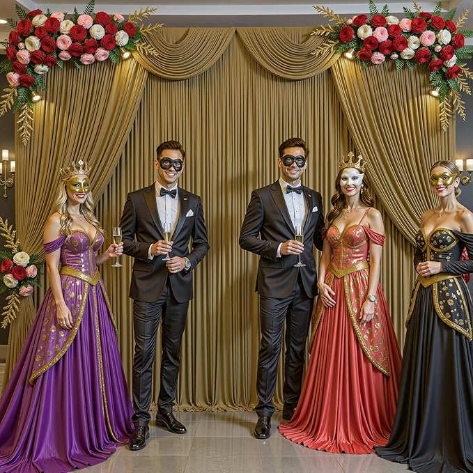 8x10FT Light Brown Backdrop Curtains for Wedding Parties, Wrinkle Free Polyester Photography Backdrop Drapes for Wedding Baby Shower Birthday Parties Stage Background Stand Decorations 4x10ft,2 Panels