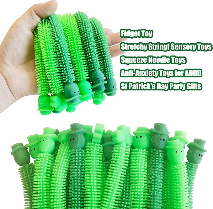 36 Pack St Patrick's Day Stretchy Strings Sensory Fidget Toys Pack Autism Toys Great for Kids Girls Boys Treat Bags Gifts Stress Relief Party Favors Decorations (St Patrick's Day)