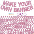BEISHIDA 116 PCS A-Z DIY Letter Banner Kit Make Your Own Banner Glitter Pink Including 111 Letters and Numbers 3 Rope and 2 Threading Device,Customized for Birthday Graduation Wedding Party Decor
