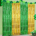 KatchOn, Green and Gold Foil Fringe Curtains - 6.5x6.5 Feet | St Patricks Day Backdrop for St Patricks Day Decorations | St Patrick's Backdrop, St. Patrick's Day Decorations