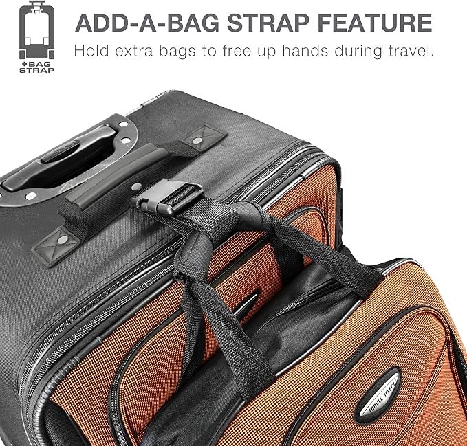 Travel Select Amsterdam Softside Expandable Luggage with Rolling Wheels, Red, 2-Piece Set (15/21)