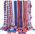 72PCS 4th of July Accessories, Independence Day Bead Necklaces, USA Hat Flags Pendant Patriotic Fourth of July Red Blue White Necklace, Metallic Necklace for Flag Day Parades Party Favors Decorations