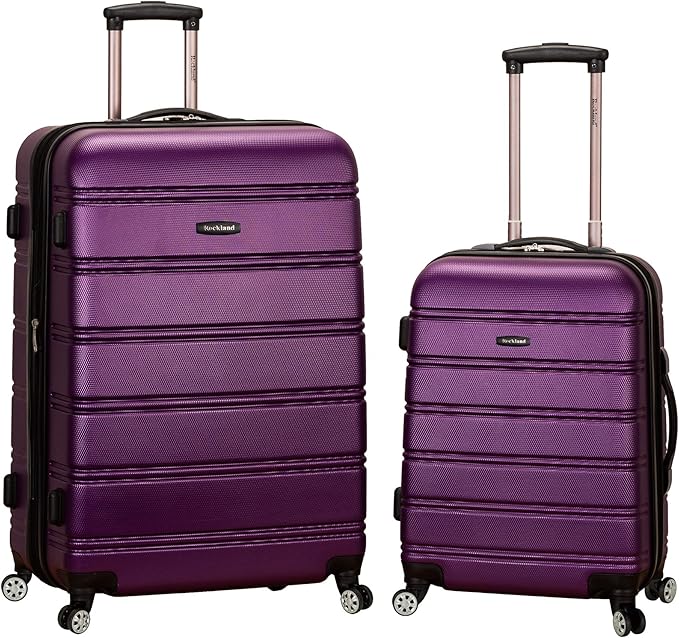 Rockland Melbourne Hardside 2 Piece Expandable Spinner Wheel Luggage Set, (20"/28"), Purple