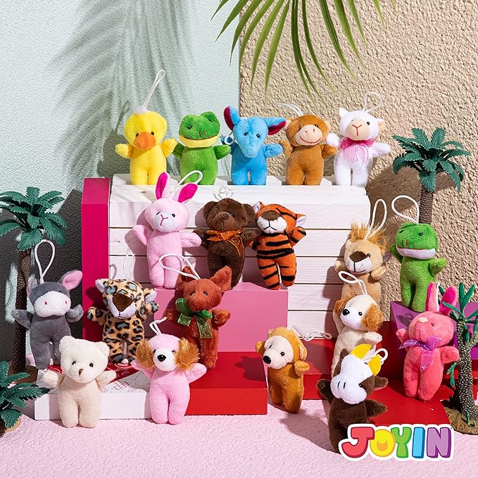 JOYIN 24 Pcs Mini Animal Plush Toys (24 Units 3" Each), Stuffed Animal Bulk for Kids Birthday Party Favors, Presents, Pinata Fillers, Goodie Bag Fillers, School Prizes, Carnival Treasure Box Toys