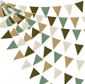 46Ft Camping Party Decorations Sage Green Brown Burlap Banner Triangle Pennant Flag Linen Bunting Garland Streamers for Jungle Safari Birthday Wedding Woodland Baby Shower Summer Party Decorations