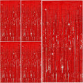 Tinsel Curtain Party Backdrop Red Birthday Party Decorations 5 Packs Glitter Foil Fringe Curtain Decor Streamers Photo Booth for Christmas Wedding Halloween Graduation
