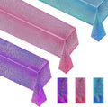 Sparkling Holographic Laser Tablecloth - Shimmering, Waterproof, Easy to Clean - Ideal for Bachelorette, Birthday, Wedding, and Anniversary Party Decorations (Pink & Light Blue & Purple, 3)