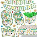 170PCS Cookie Party Supplies for Baby Boys Girls 1st 2st Birthday Party Monster Themed Tableware Set Napkin Cups Forks Knives for 24 Guests