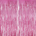 2 Pack Foil Fringe Backdrop - Pink Shiny Tinsel Curtains for Party Decoration/Photo Booth Props - 3.3x6.6 FT Metallic Foil Backdrop for Birthday, Wedding, Graduation, Christmas.