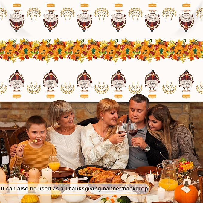 OHOME 3 Pack Thanksgiving Tablecloth Disposable - Fall Thanksgiving Party Supplies for Thanksgiving Table Decor | Friendsgiving Party Decorations | Thanksgiving Decorations 54" x 108"