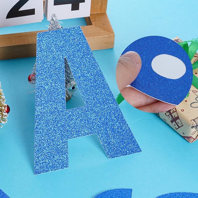 DIY Banner Kit with Letters Glitter Banner Letters Customizable Birthday Banners Graduation Banner Custom Party Hanging Banner for Graduation Wedding Party Baby Shower Decoration(Blue)