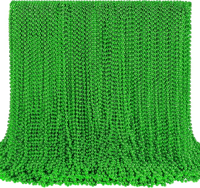 SHAOQINLIN 144 PCS St. Patrick's Day Bead Necklaces, Green Mardi Gras Christmas Beads, 33'' Green Party Beads for St. Patricks Day, Mardi Gras, Christmas, Carnival Party Favors