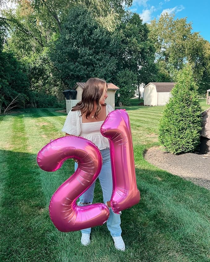 Pink 4 Balloon, Number Balloons 40 Inch, 4th Birthday Decorations for Girls Four Large Numbers for Party Decor, Number 4 Balloon