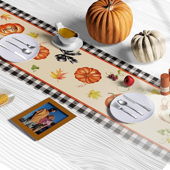 OHOME Thanksgiving Decorations - Thanksgiving Table Runner | Thanks Giving Table Decor | Friendsgiving Party Decorations Centerpieces Supplies Essentials for Room Office Indoor