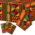 3 Packs Happy Kwanzaa Happy Juneteenth Tablecloth Decorations, African Disposable Waterproof Plastic Striped Checkered Table Covers, Afro Tablecloths for African-American Party Favor Supplies