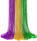 15PCS Mardi Gras Beads, Green Purple Gold Mardi Gras Necklace Accessories, 33" Round Festival Beads Carnival Party Favors Bulk, Necklace for Parade Throws Party Decorations Costumes Supplies