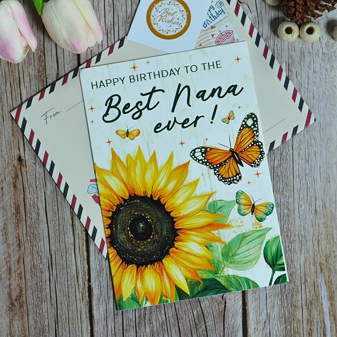 Nana Birthday Card, Birthday Card for Nana with Seal and Envelope, Nana Gifts from Kids, Granddaughter, Grandson