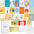 24 Pack Unique Gold Foil Birthday Cards with Envelopes & Stickers | 4x6 Inches Blank Happy Birthday Cards Assortment in Bulk for Family, Kids, Friends, Work & Office Celebrations.