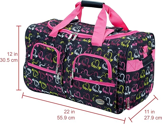 Rockland Rolling Duffel Bag, Black, 22"