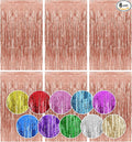 Homiest 6 Pack Rose Gold Tinsel Backdrop, 3.3x6.6 FT Metallic Tinsel Foil Fringe Curtains Party Decorations, Birthday Door Streamers for Baby Shower Wedding, Photo Booth Props Background Wall Decor