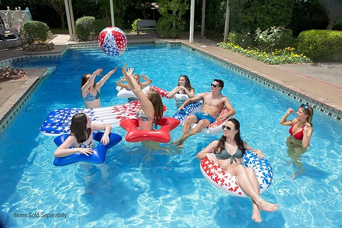Poolmaster American Stars Inflatable Pool Floaties for Kids and Adults