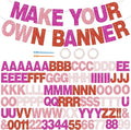 BEISHIDA 116 PCS A-Z DIY Letter Banner Kit Make Your Own Banner Glitter Red Pink Including 111 Letters and Numbers 3 Rope and 2 Threading Device,Customized for Birthday Graduation Wedding Party Decor