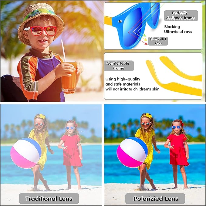 GINMIC Kids Sunglasses Bulk Party Favors, 24Pack Valentines Day Gifts UV 400 Protection Neon Sunglasses for Boys and Girls, Party Favor, Birthday Classroom Goodie Bags Party Supplies.